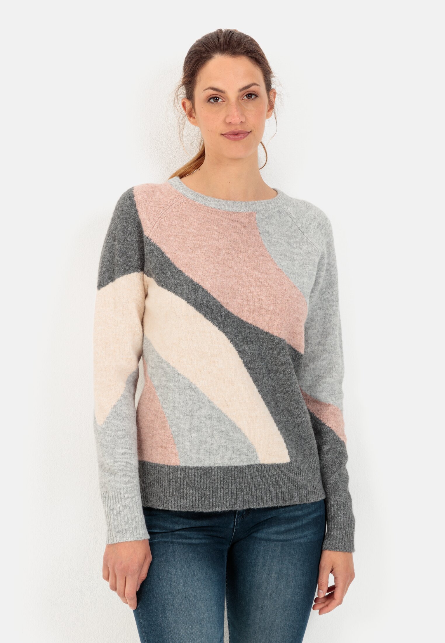 Camel Active Intarsia knitted jumper with round neckline