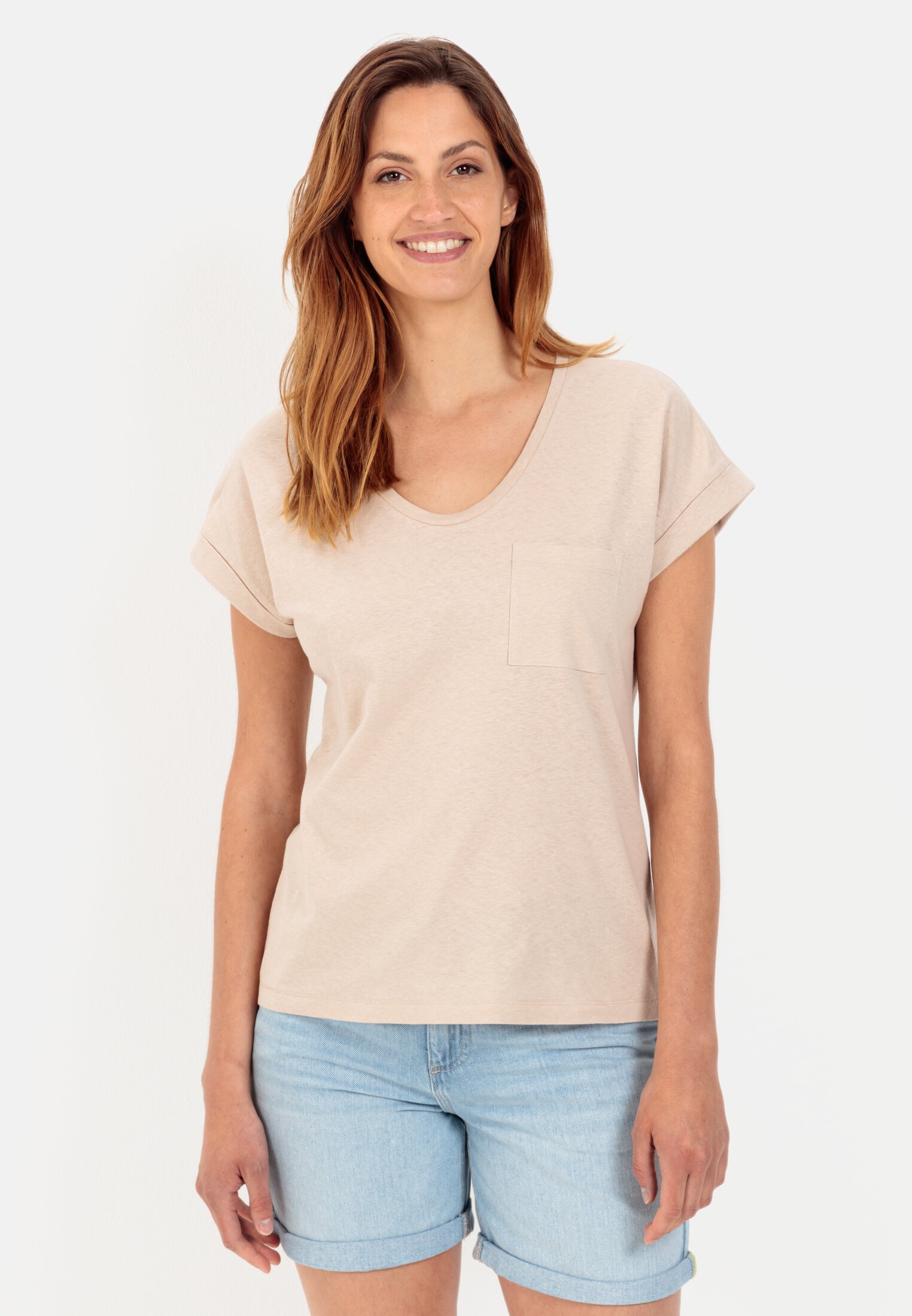 Camel Active T-Shirt made from cotton linen mix