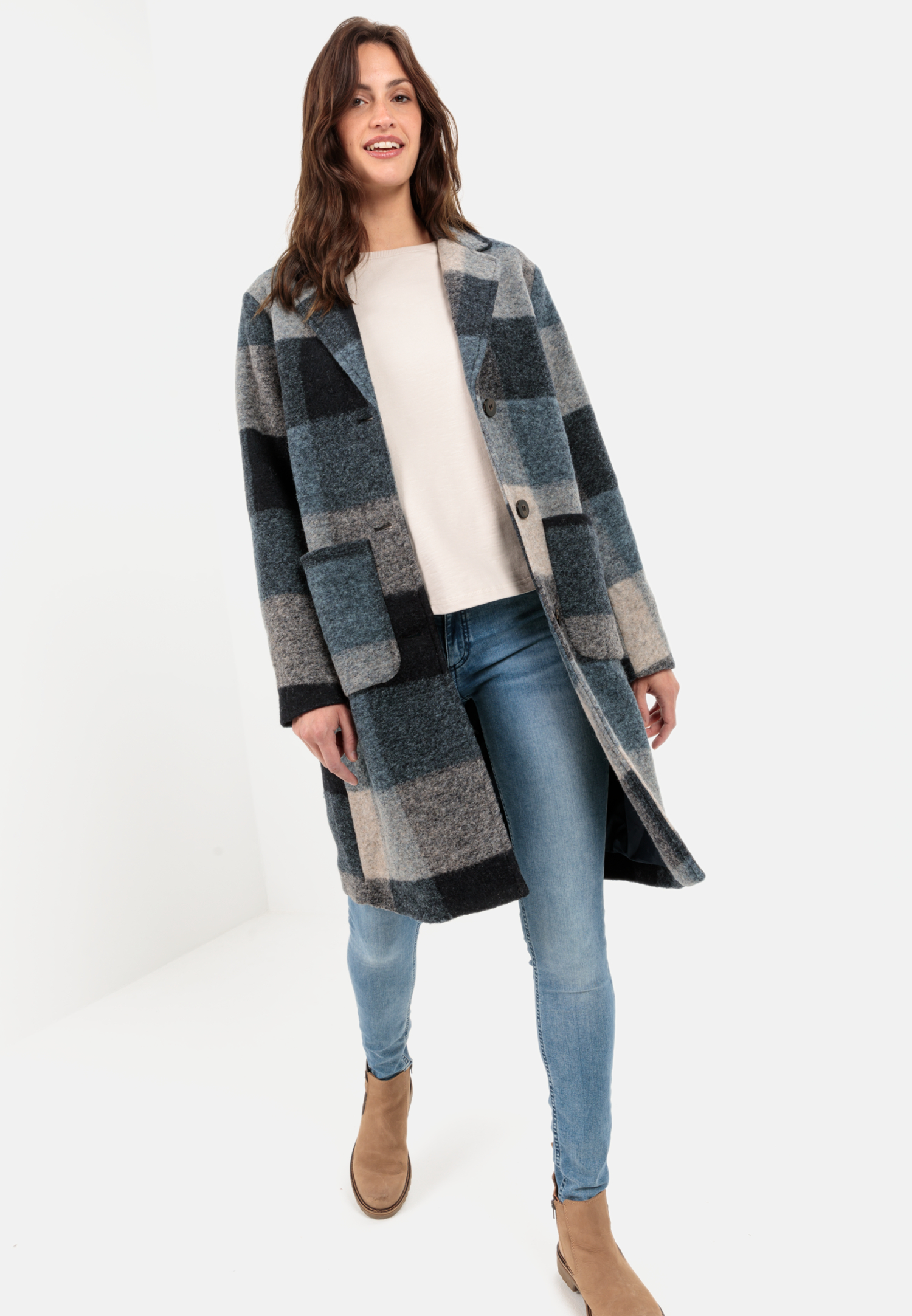 Camel Active Knitted coat in checked pattern