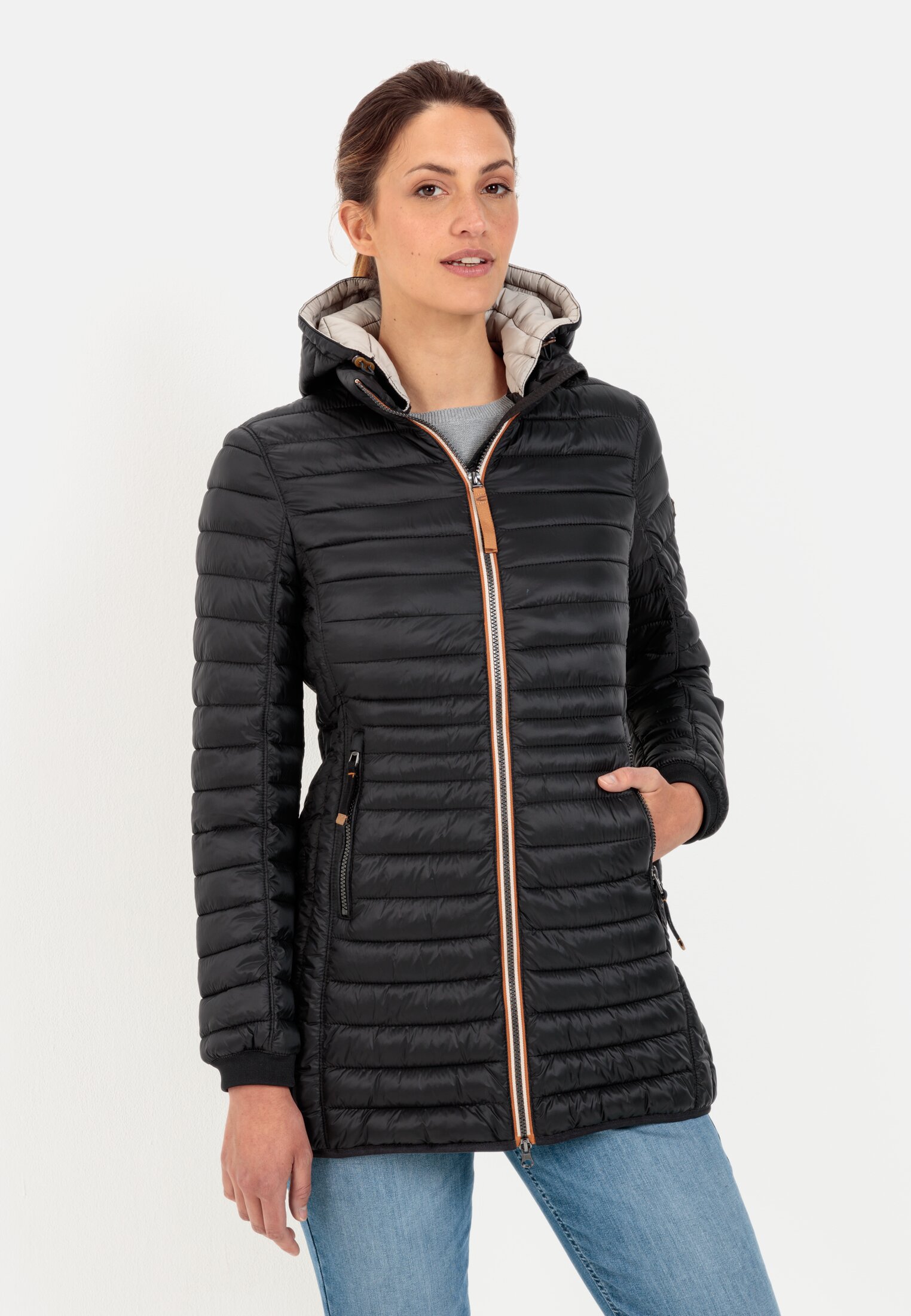 Camel Active Long quilted jacket with detachable hood