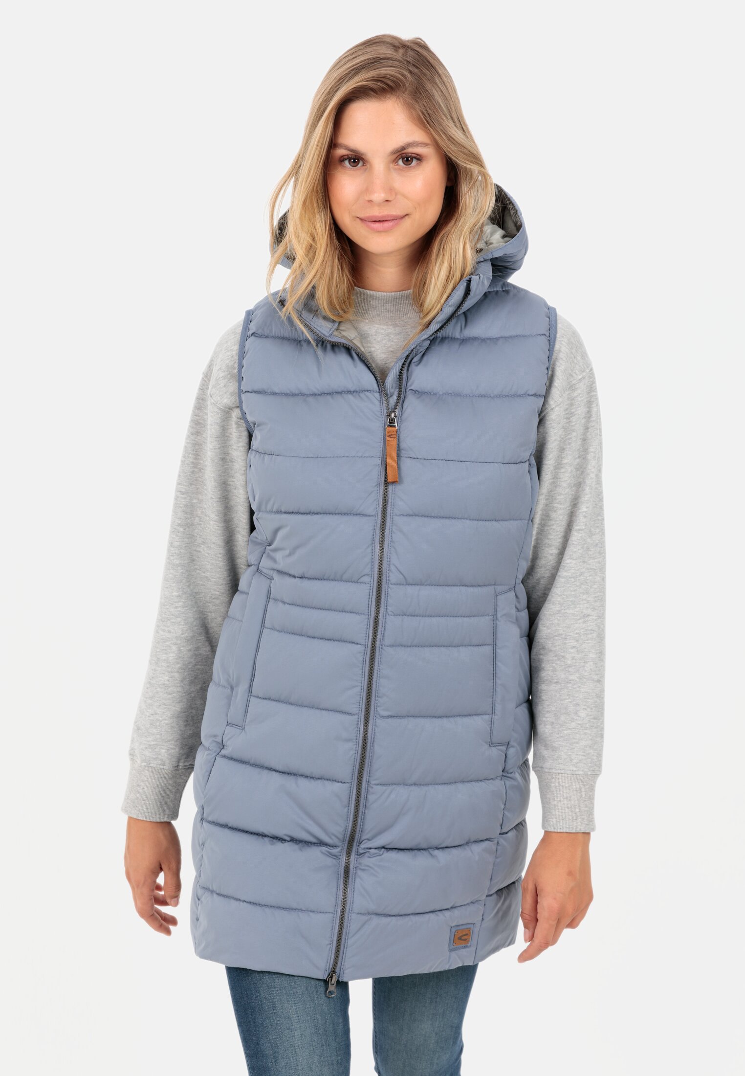 Camel Active Long quilted waistcoat with detachable hood