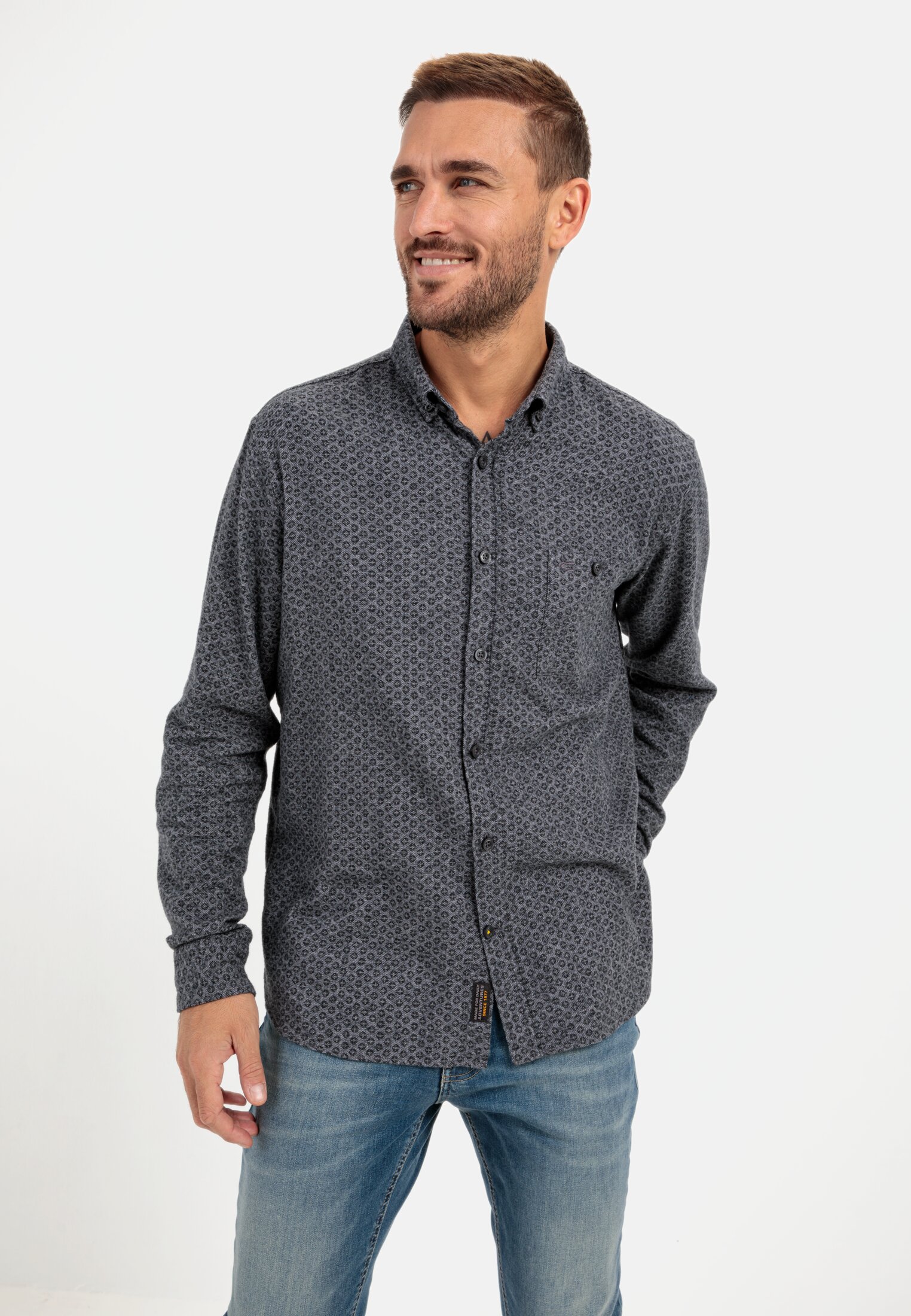 Camel Active Flannel shirt with tonal minimal print