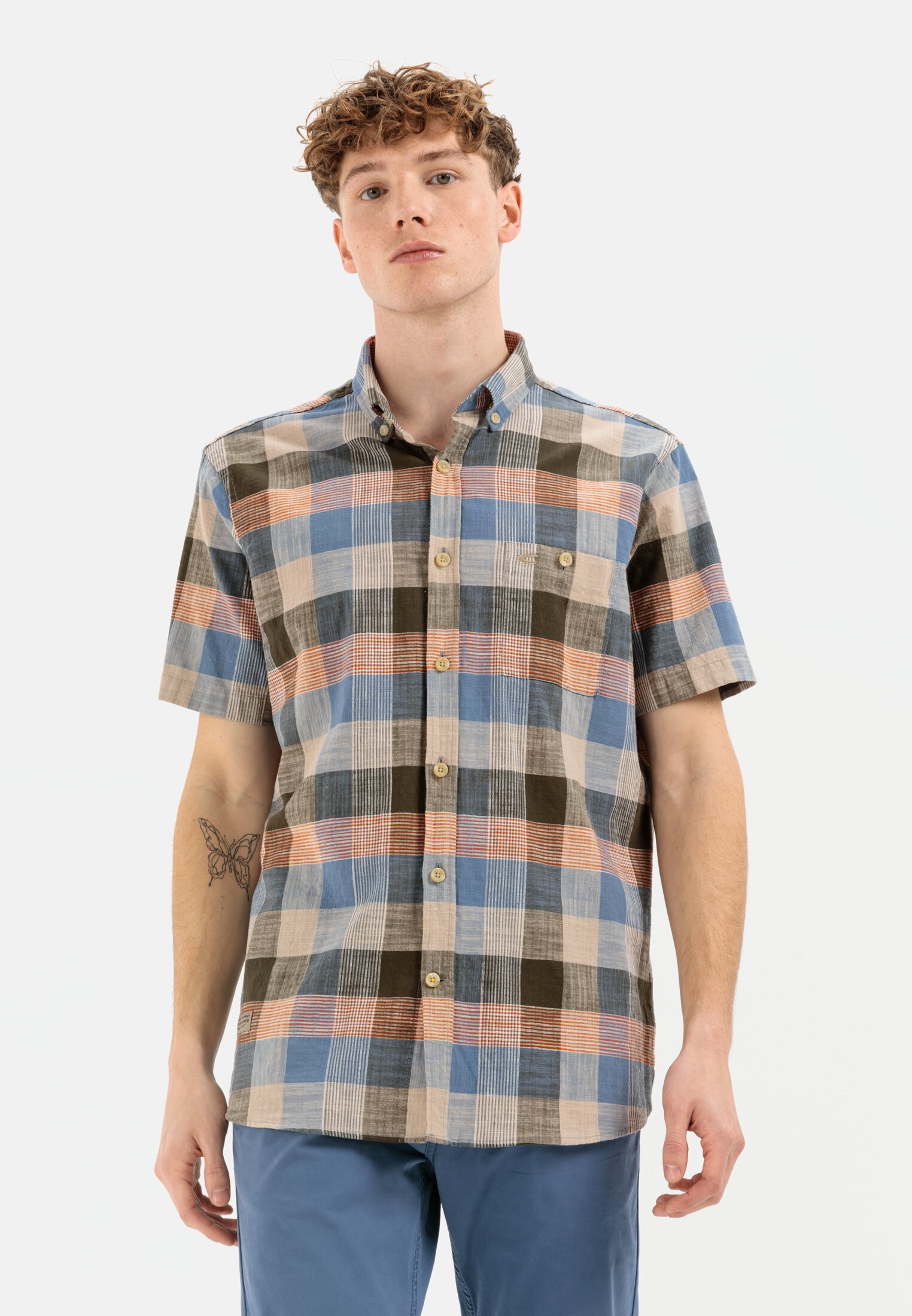 Camel Active Short sleeve shirt with muticolored check pattern