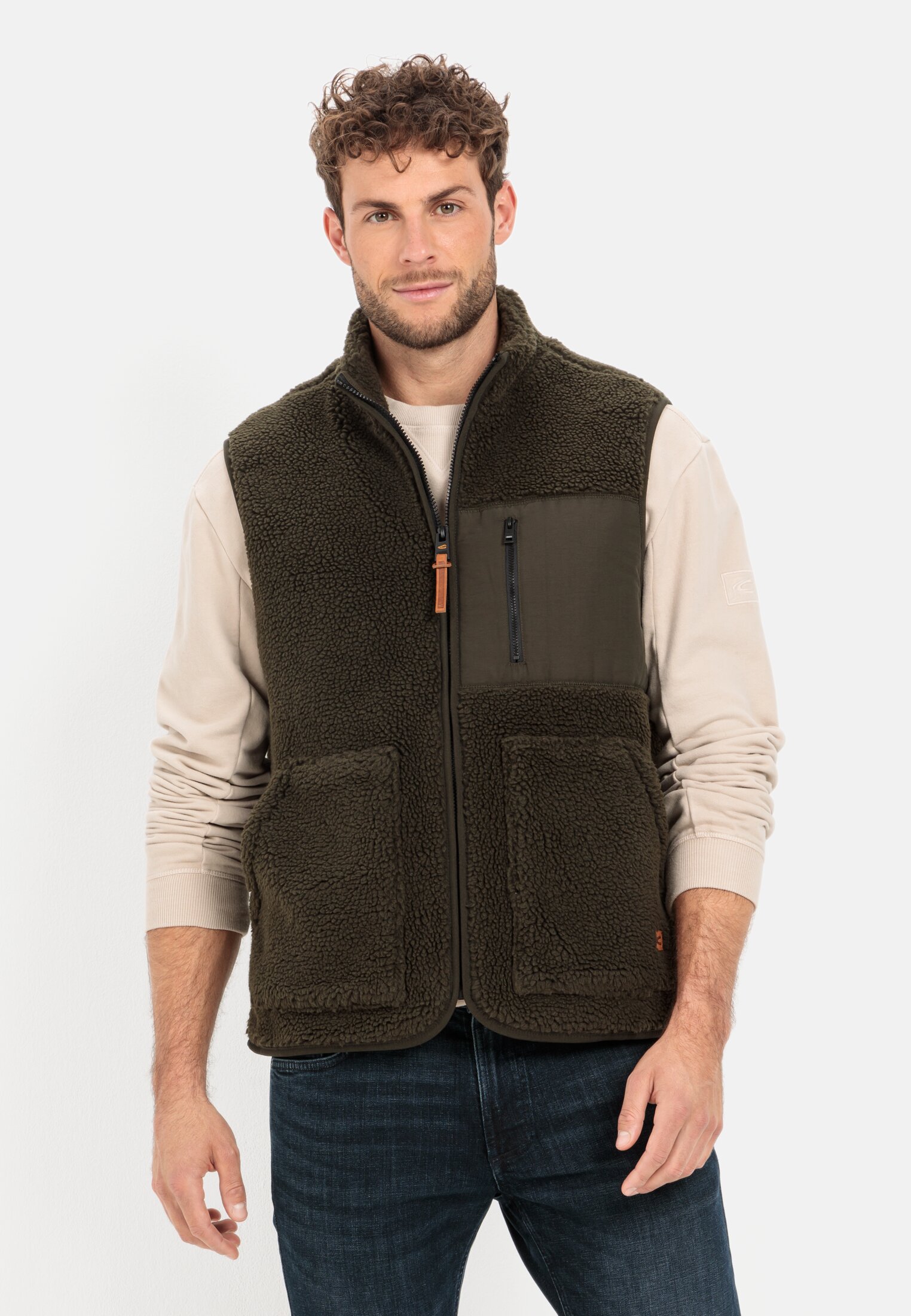 Camel Active Fleece waistcoat made from recycled polyester