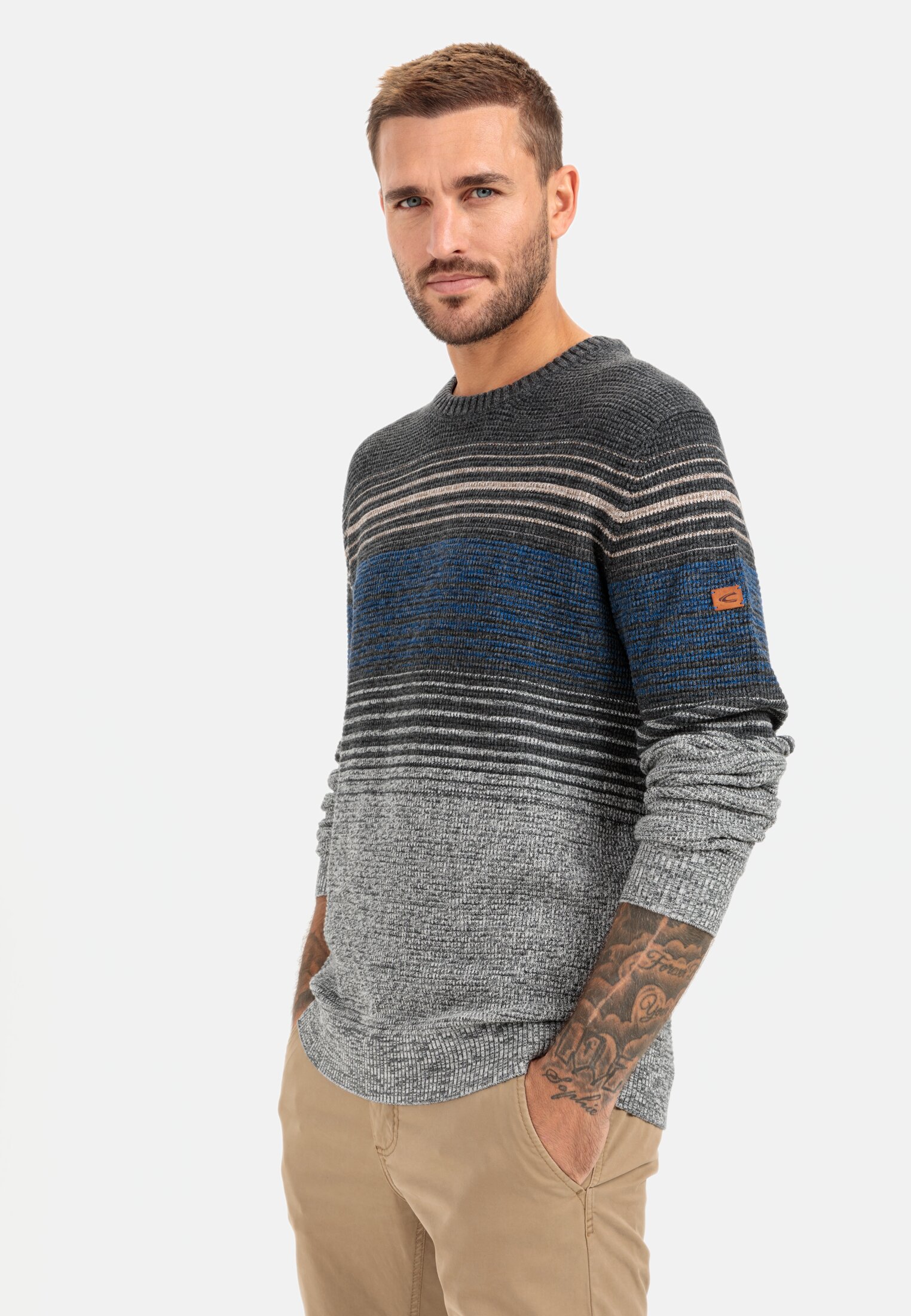 Camel Active Mouliné knitted jumper with striped pattern