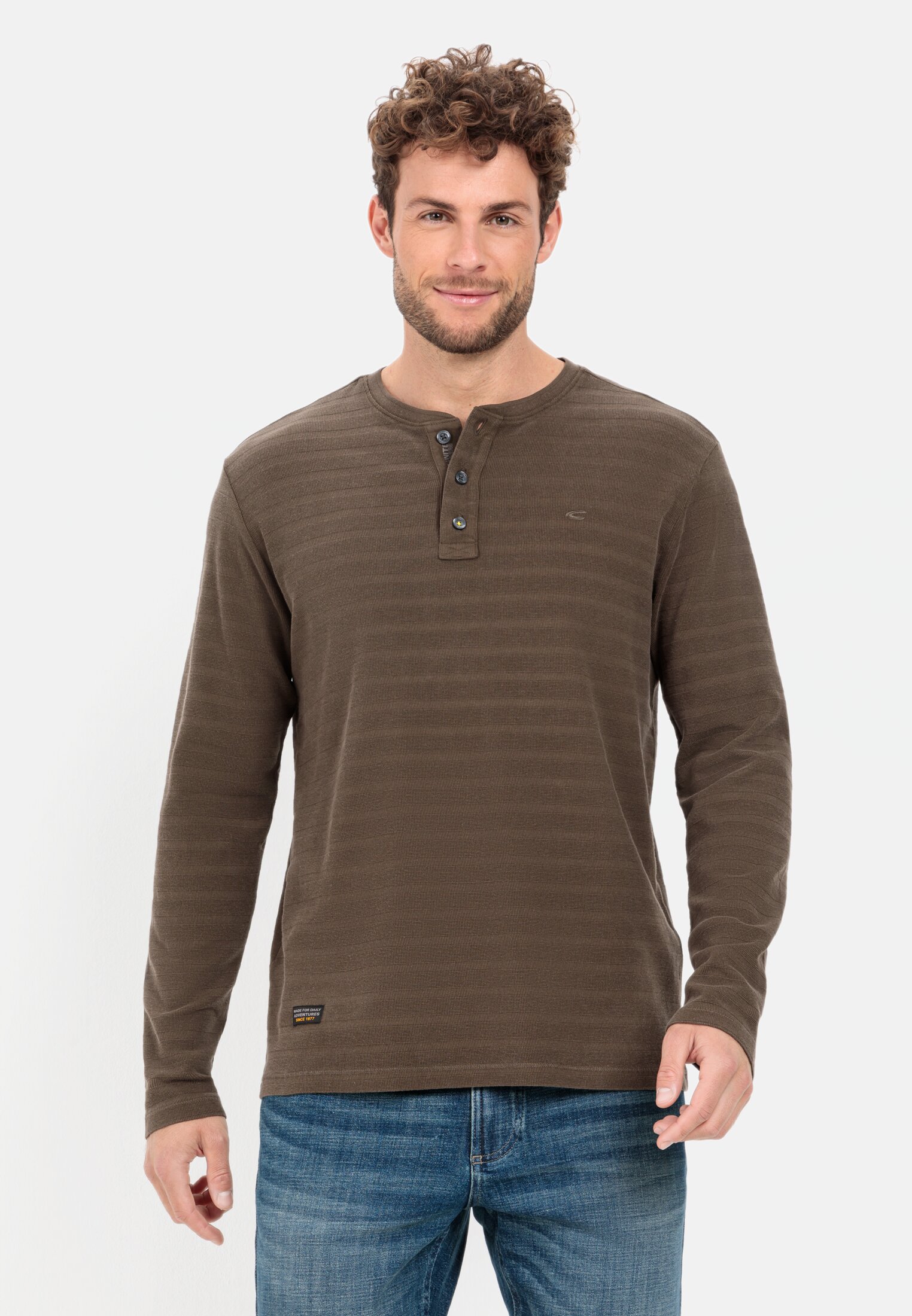 Camel Active Long sleeve Henley Shirt in pure cotton