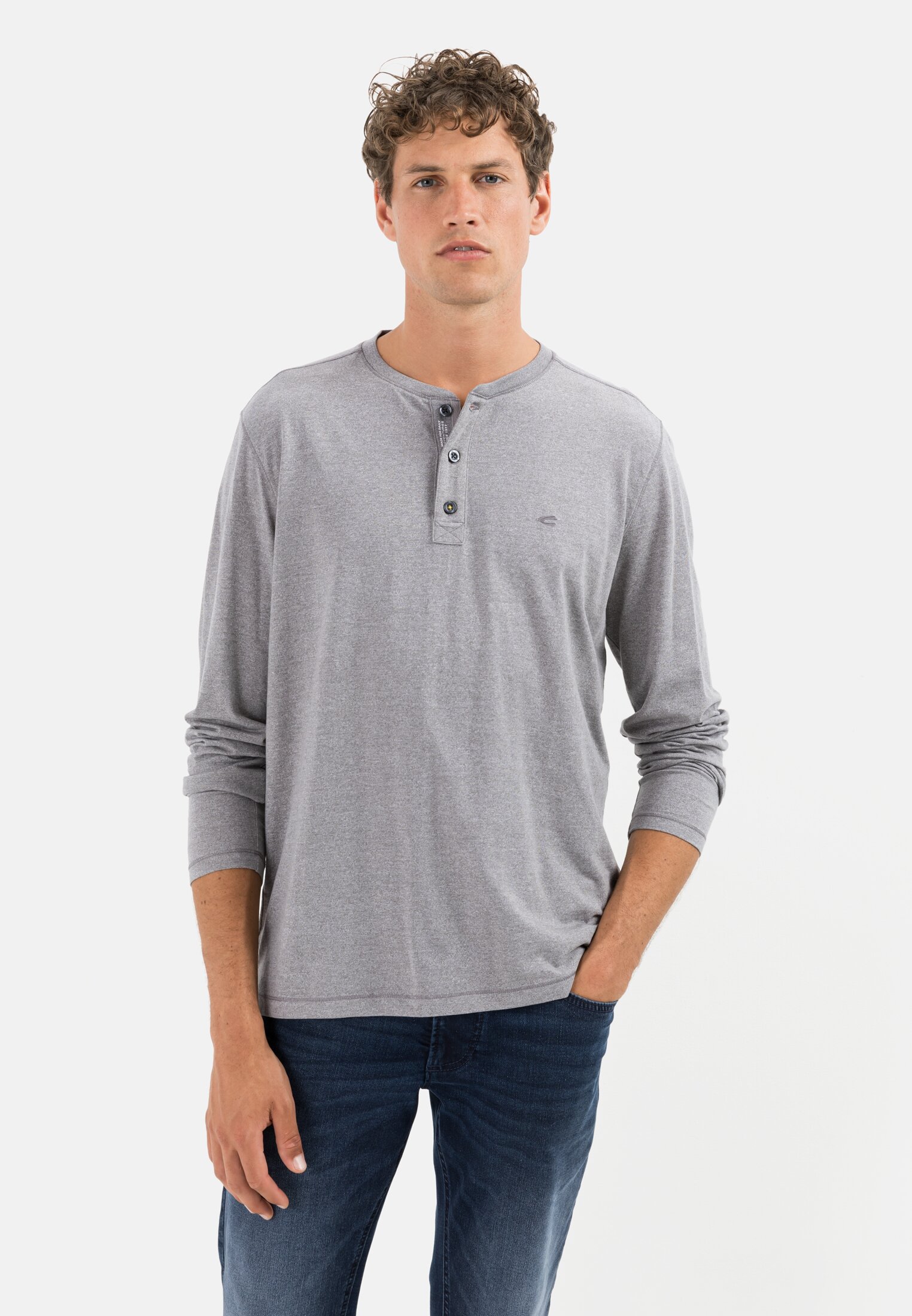 Camel Active Long-sleeved henley shirt in sustainable cotton mix