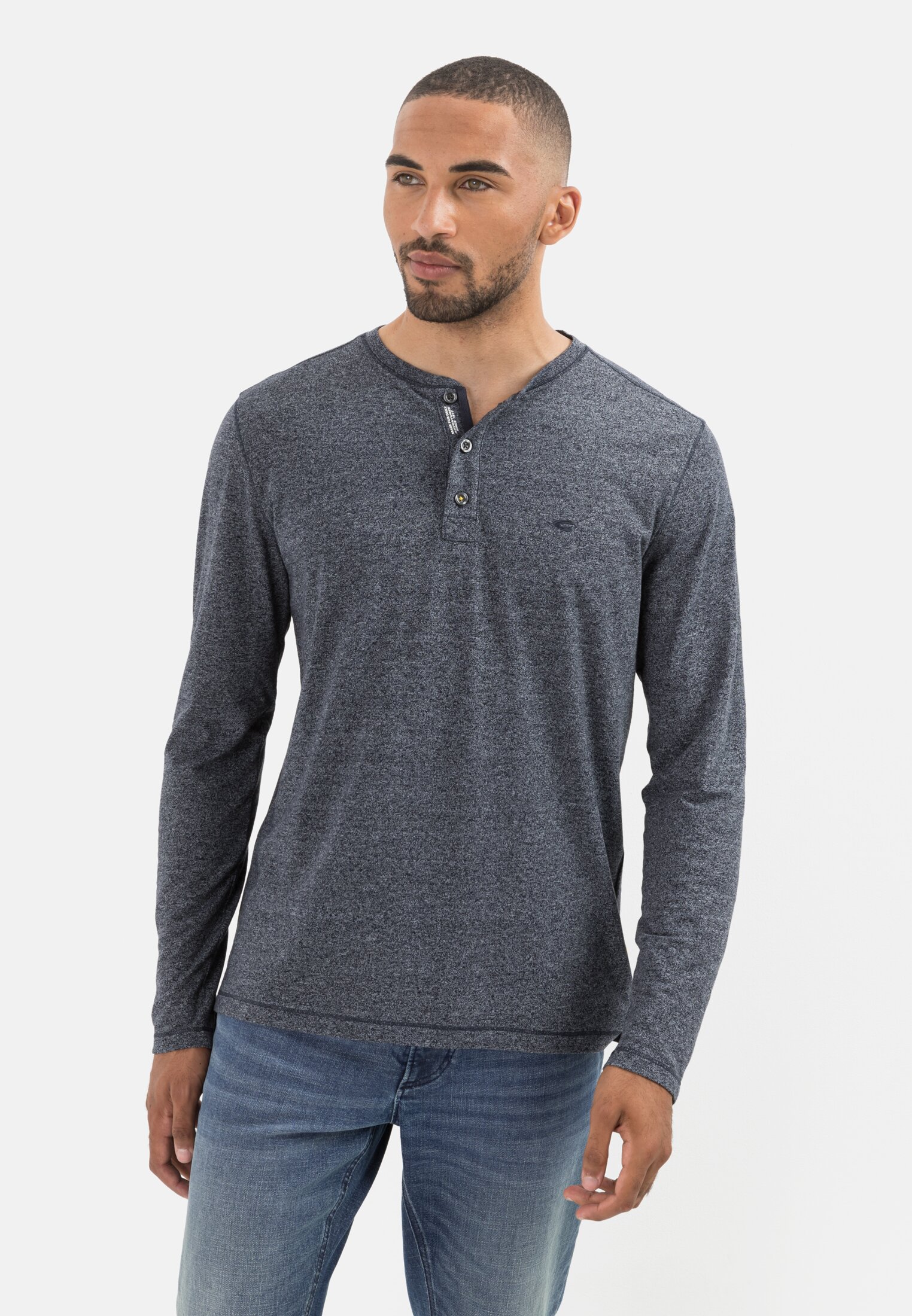 Camel Active Long-sleeved henley shirt in sustainable cotton mix