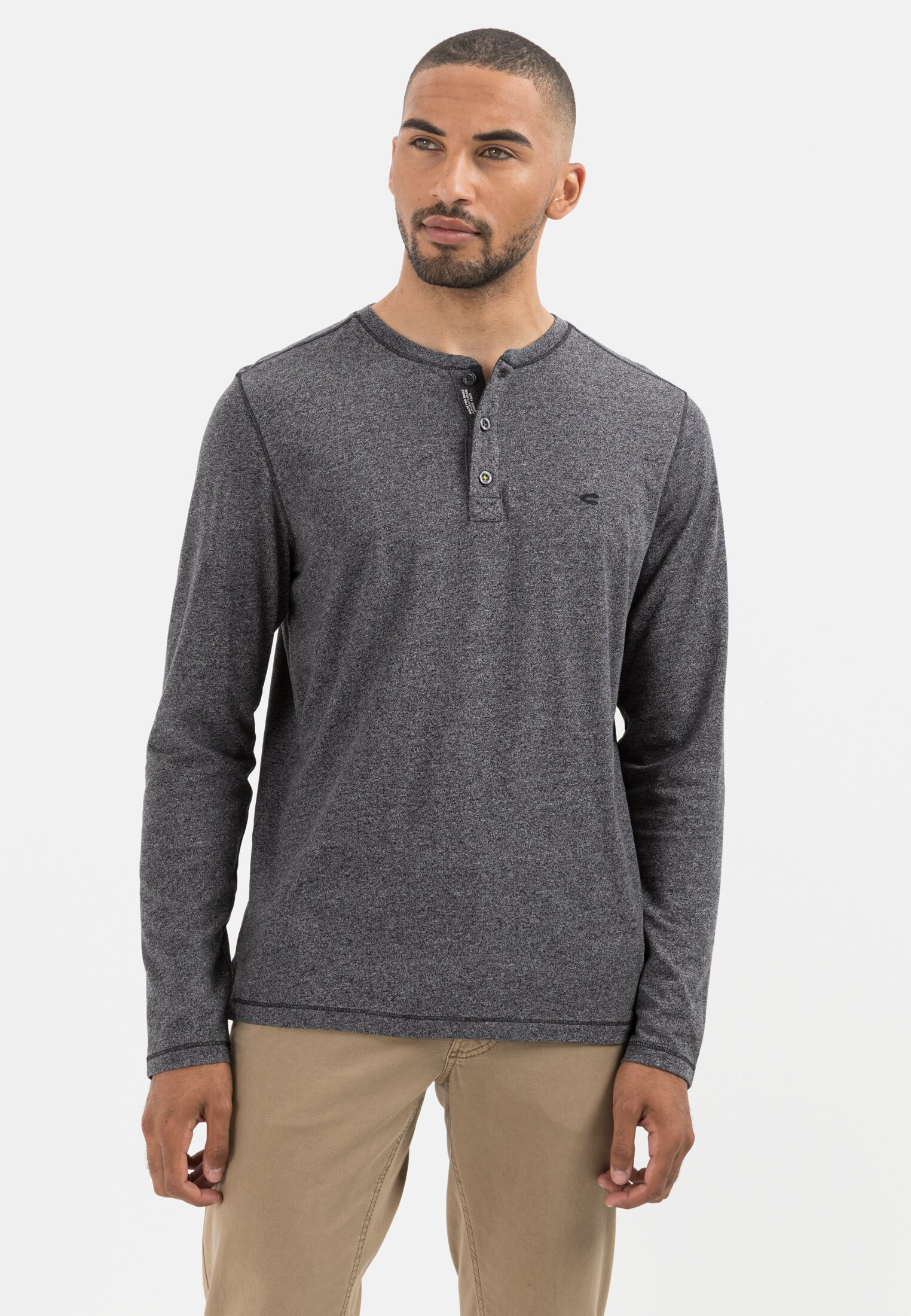 Camel Active Long-sleeved henley shirt in sustainable cotton mix