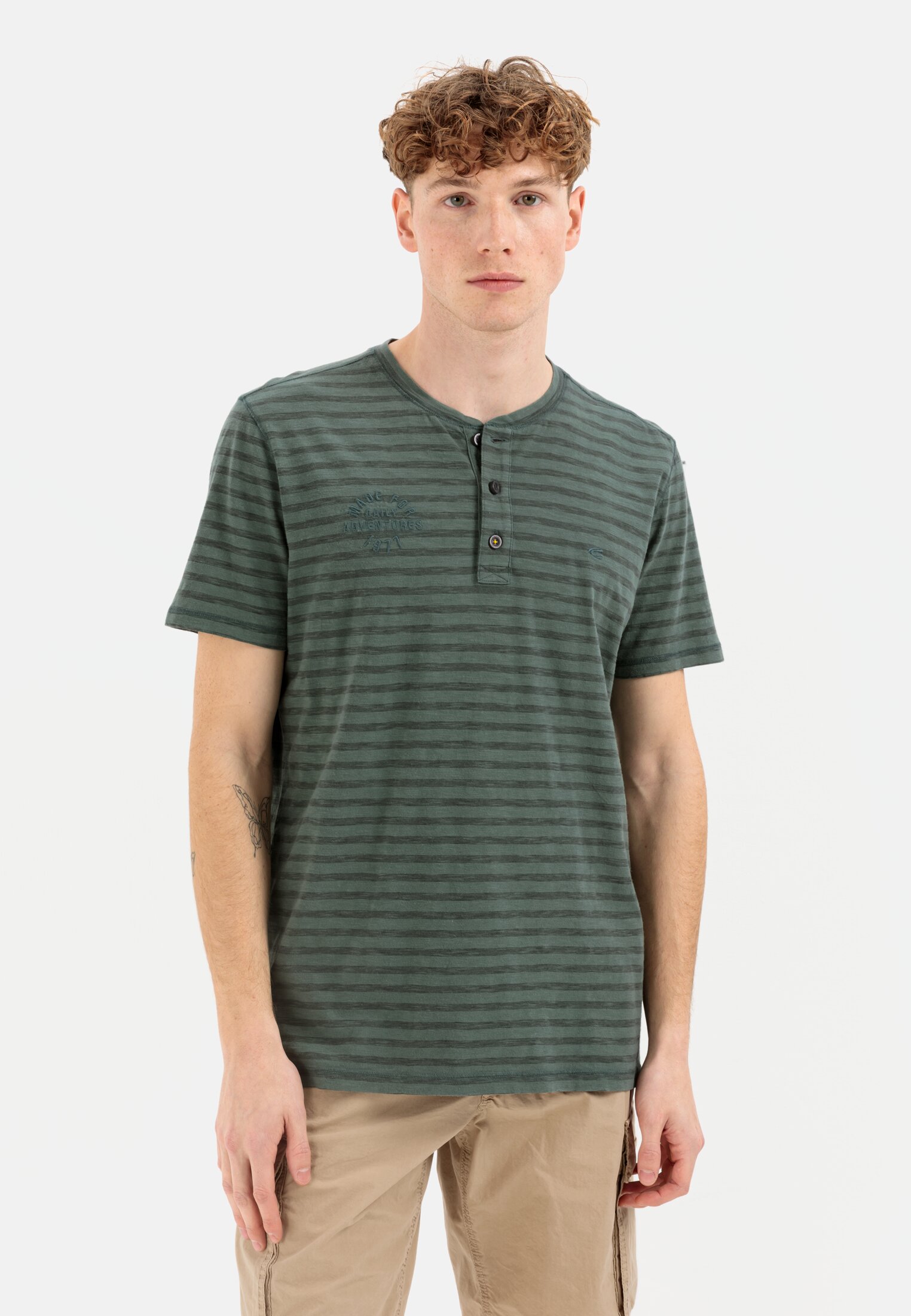 Camel Active Henley shirt with striped pattern