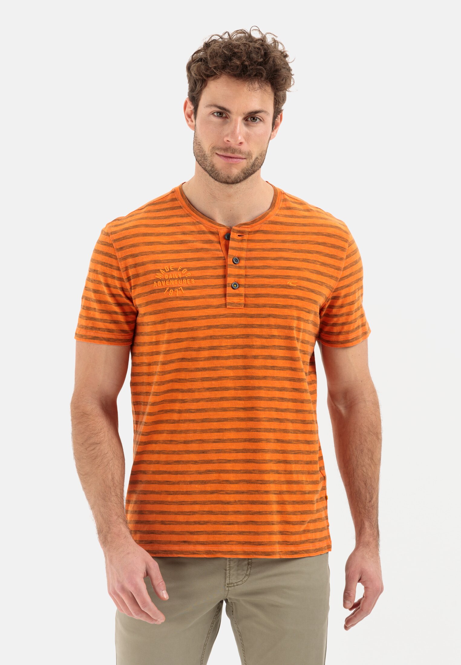 Camel Active Henley shirt with striped pattern