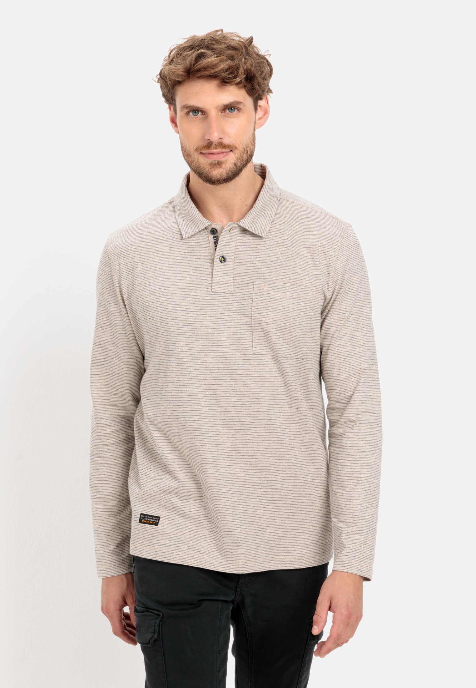 Camel Active Long sleeve polo shirt in pure cotton