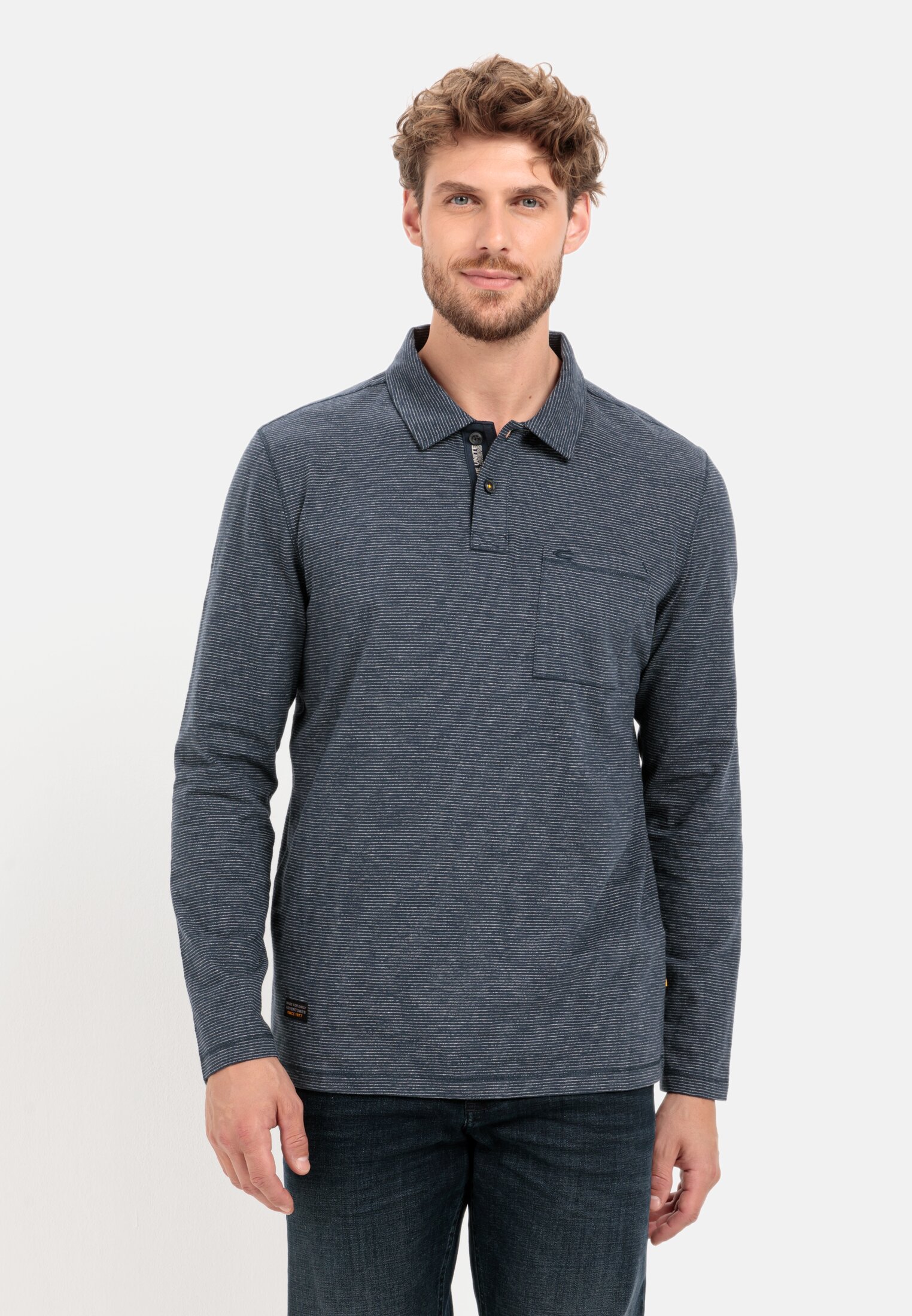 Camel Active Long sleeve polo shirt in pure cotton