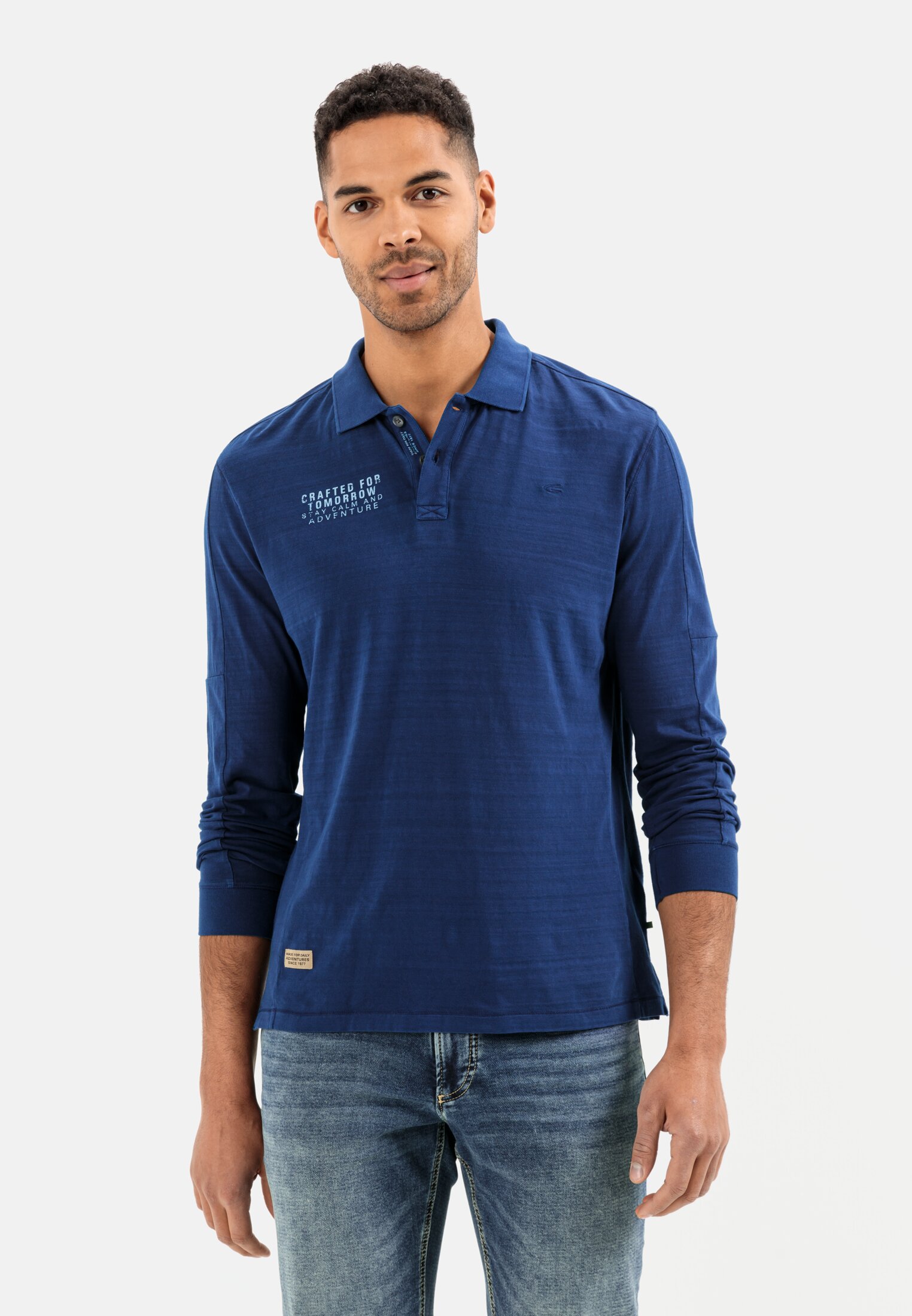 Camel Active Long-sleeved polo shirt in pure cotton