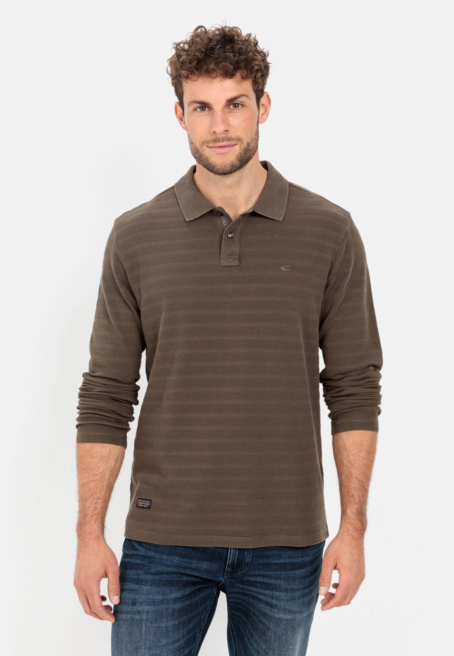 Camel Active Long sleeve polo shirt in pure cotton