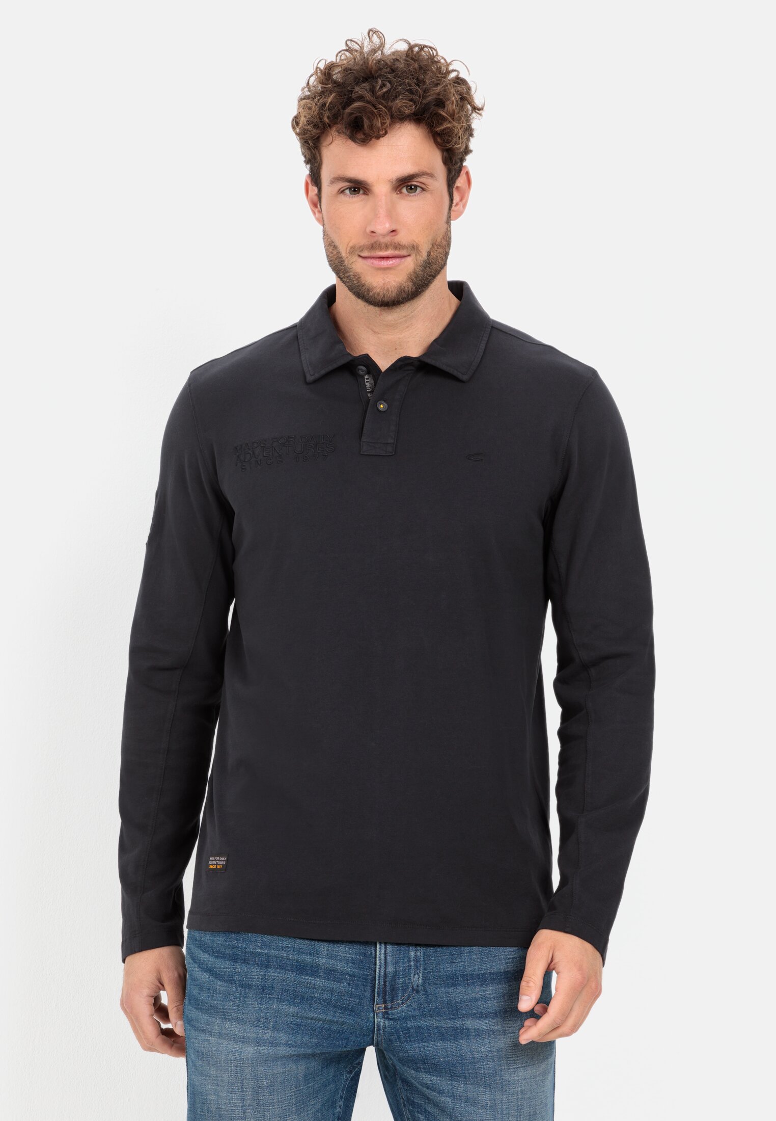 Camel Active Long sleeve polo shirt in pure cotton