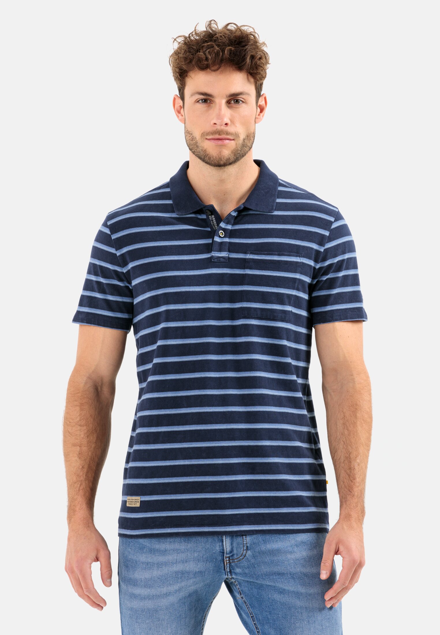 Camel Active Striped polo shirt from pure cotton