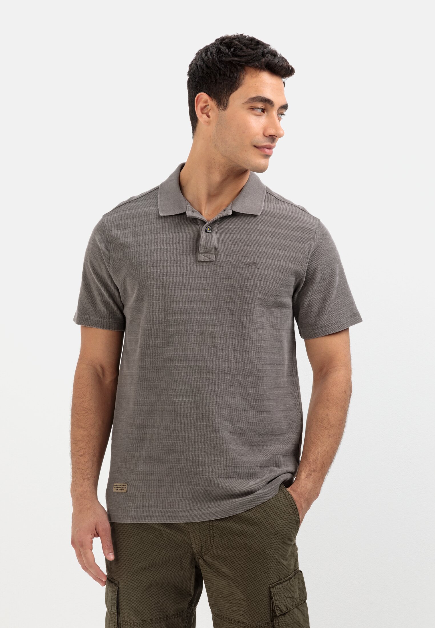 Camel Active Short sleeve polo shirt in a tonal stripe pattern