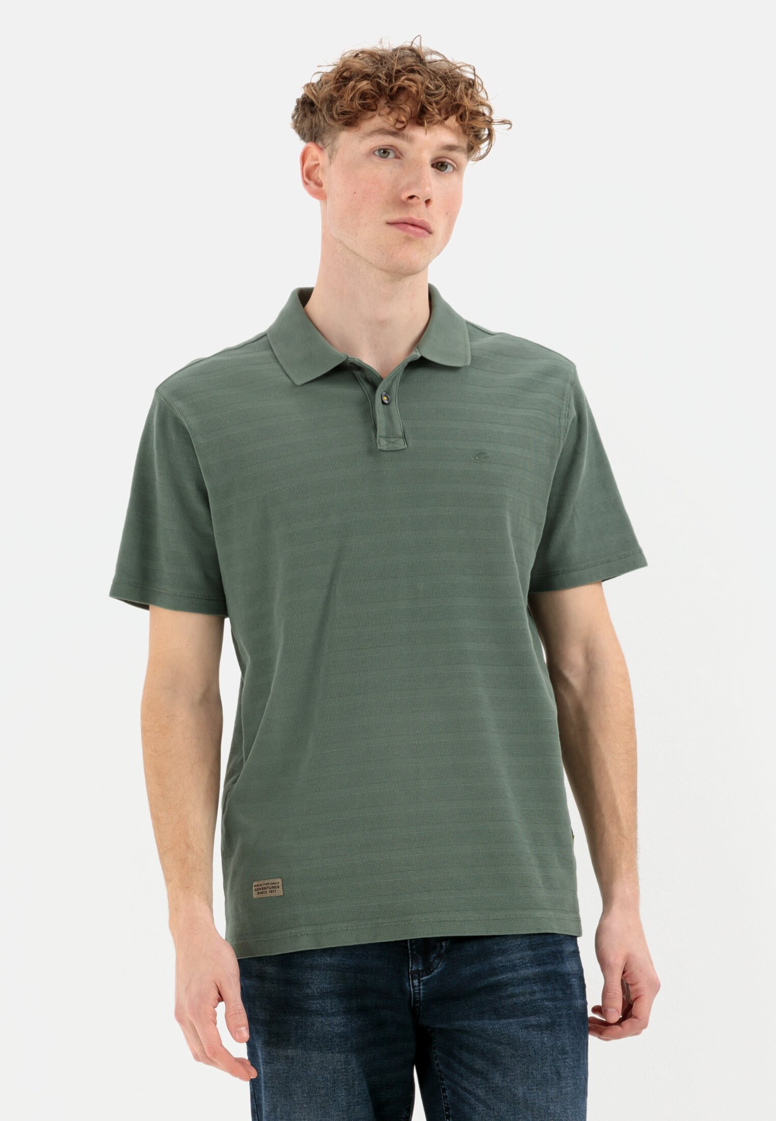 Camel Active Short sleeve polo shirt in a tonal stripe pattern