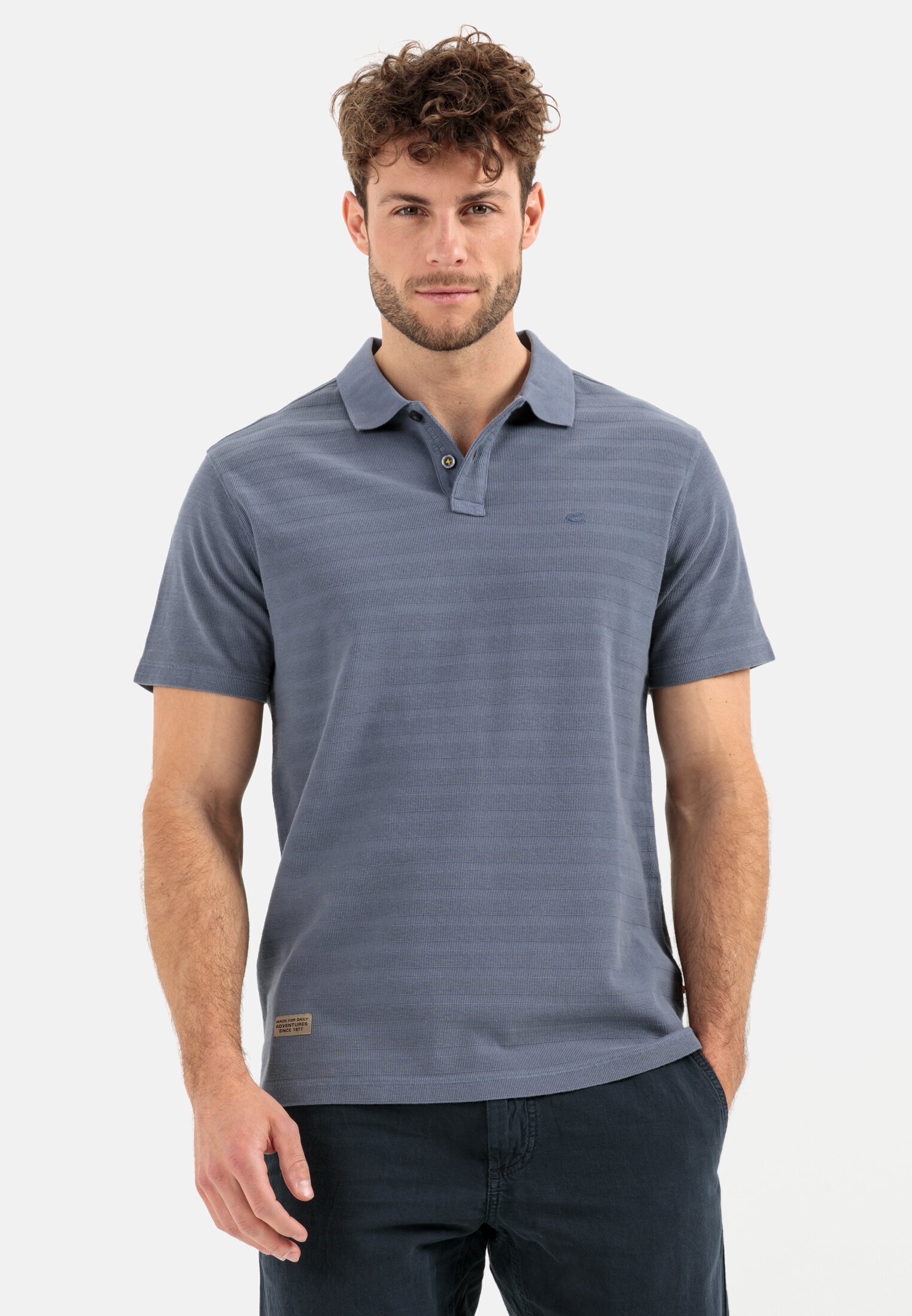 Camel Active Short sleeve polo shirt in a tonal stripe pattern