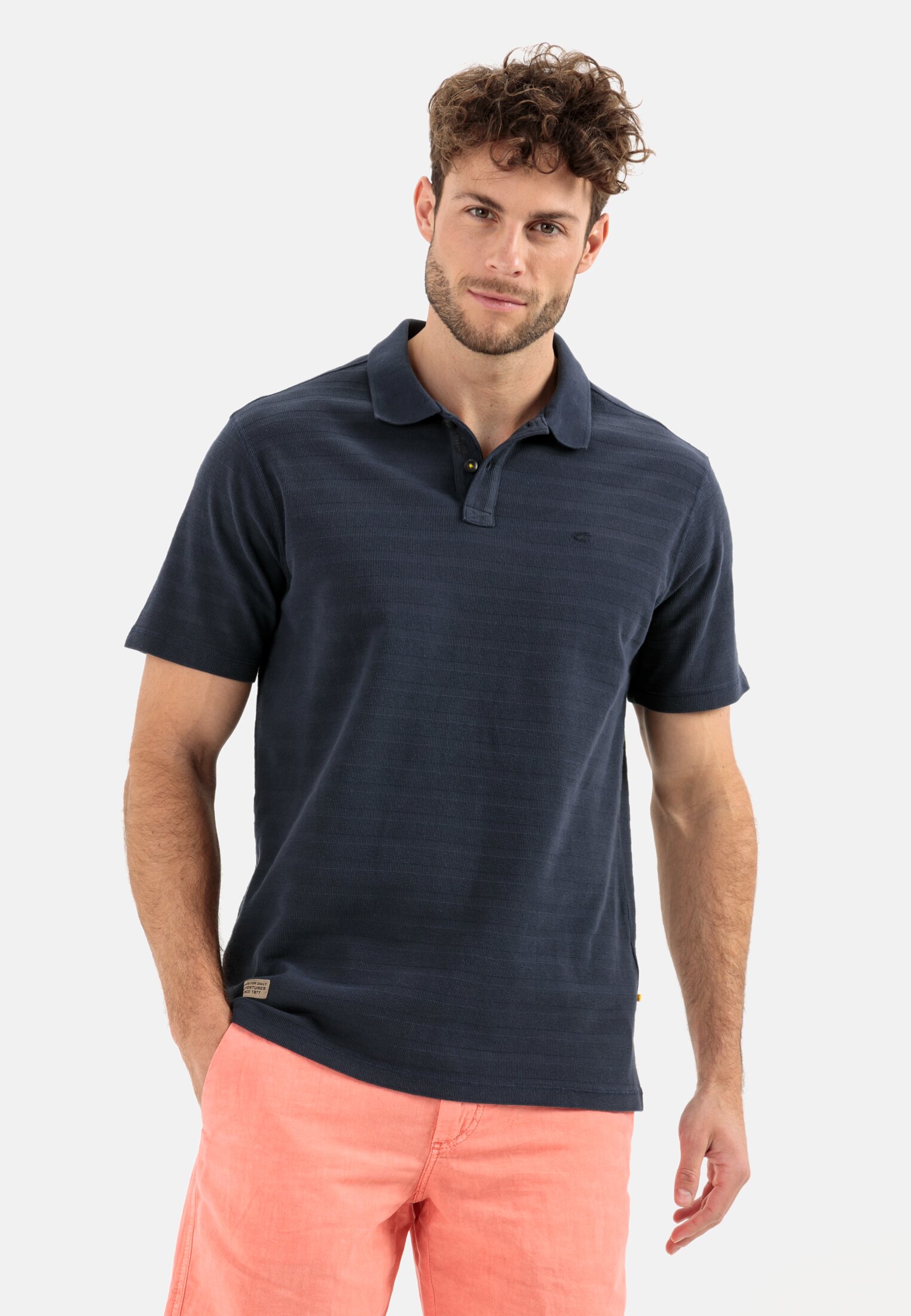 Camel Active Short sleeve polo shirt in a tonal stripe pattern