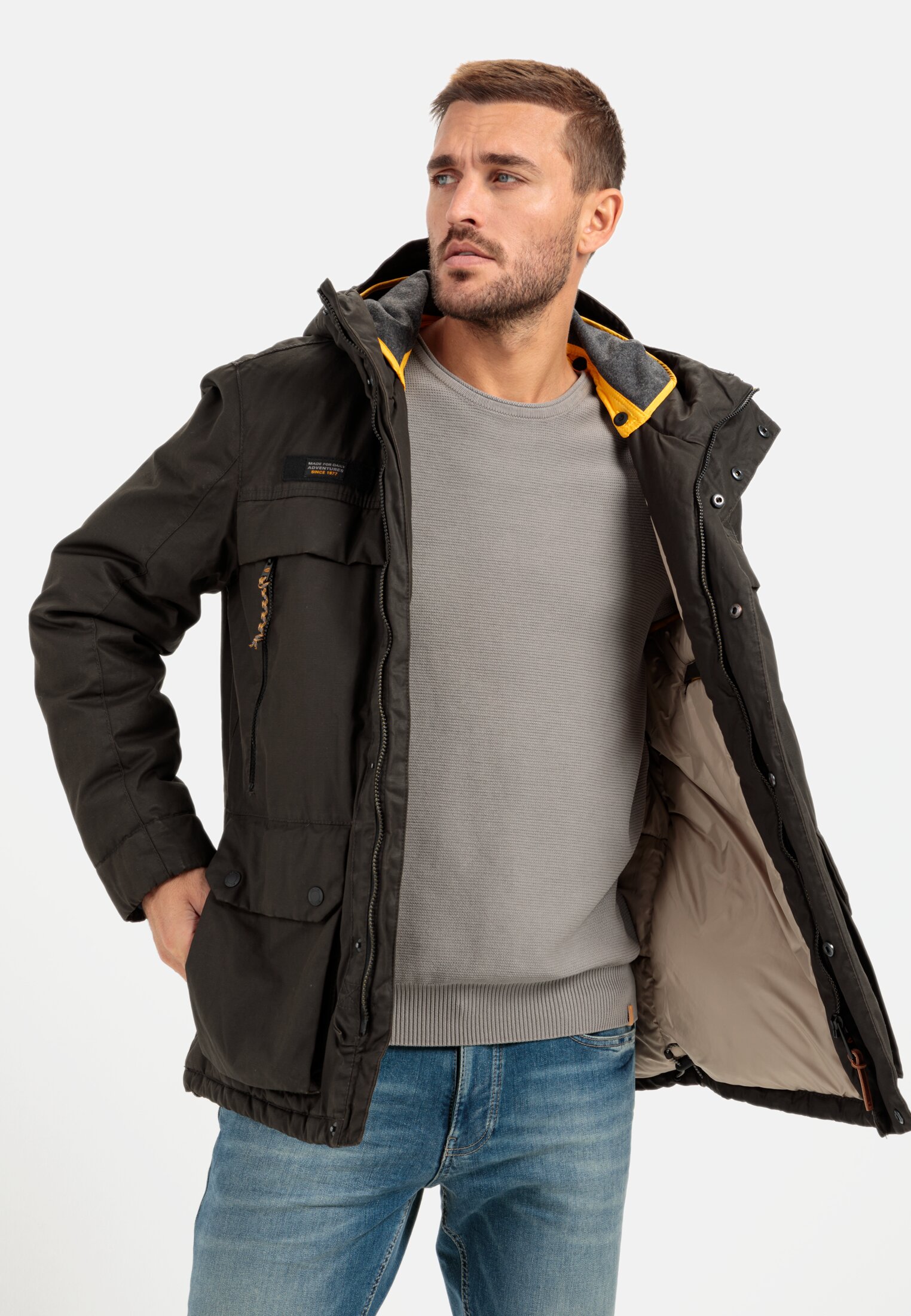 Camel Active Waxed canvas jacket with hood