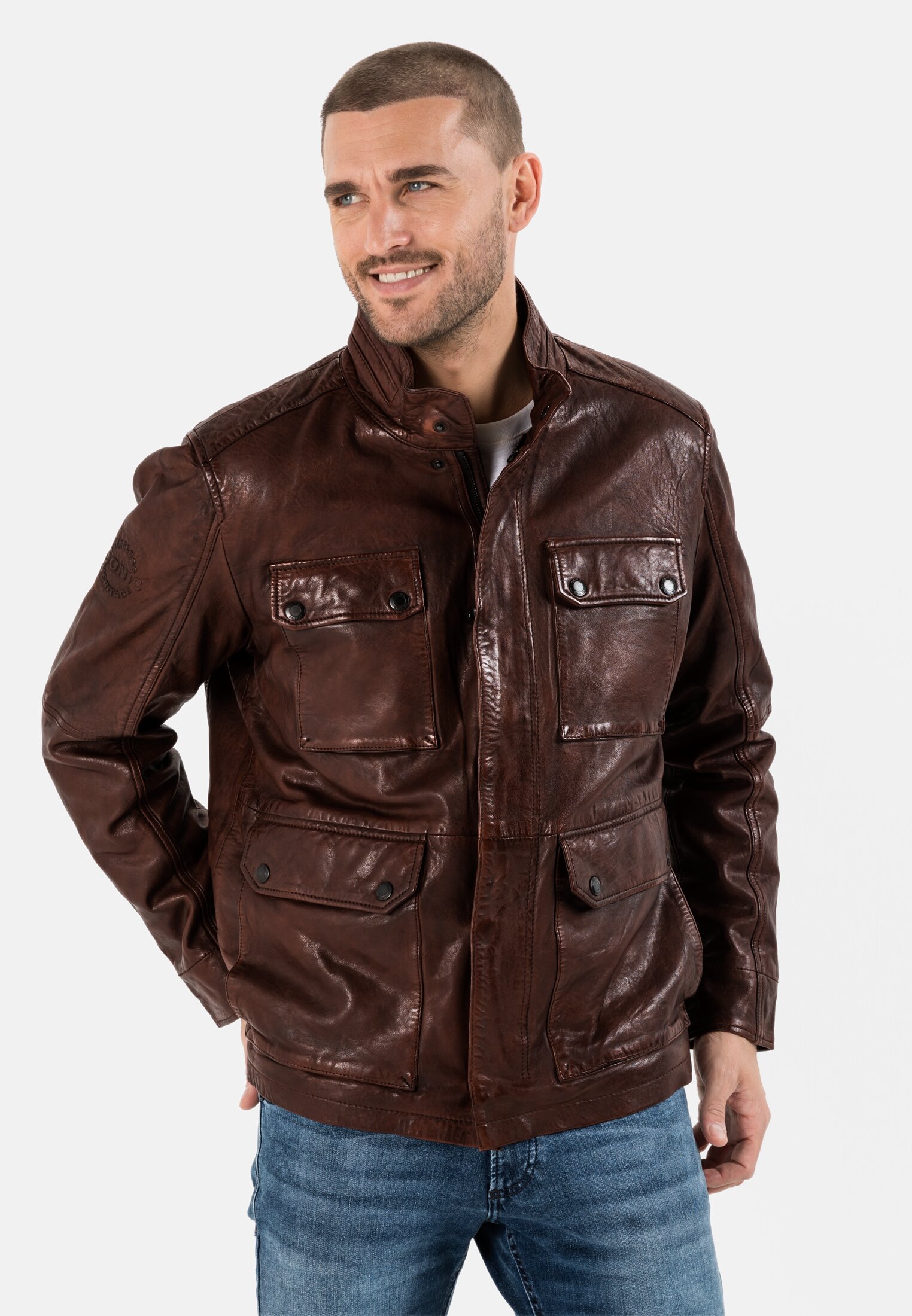 Camel Active Lined leather jacket with genuine made from genuine leather