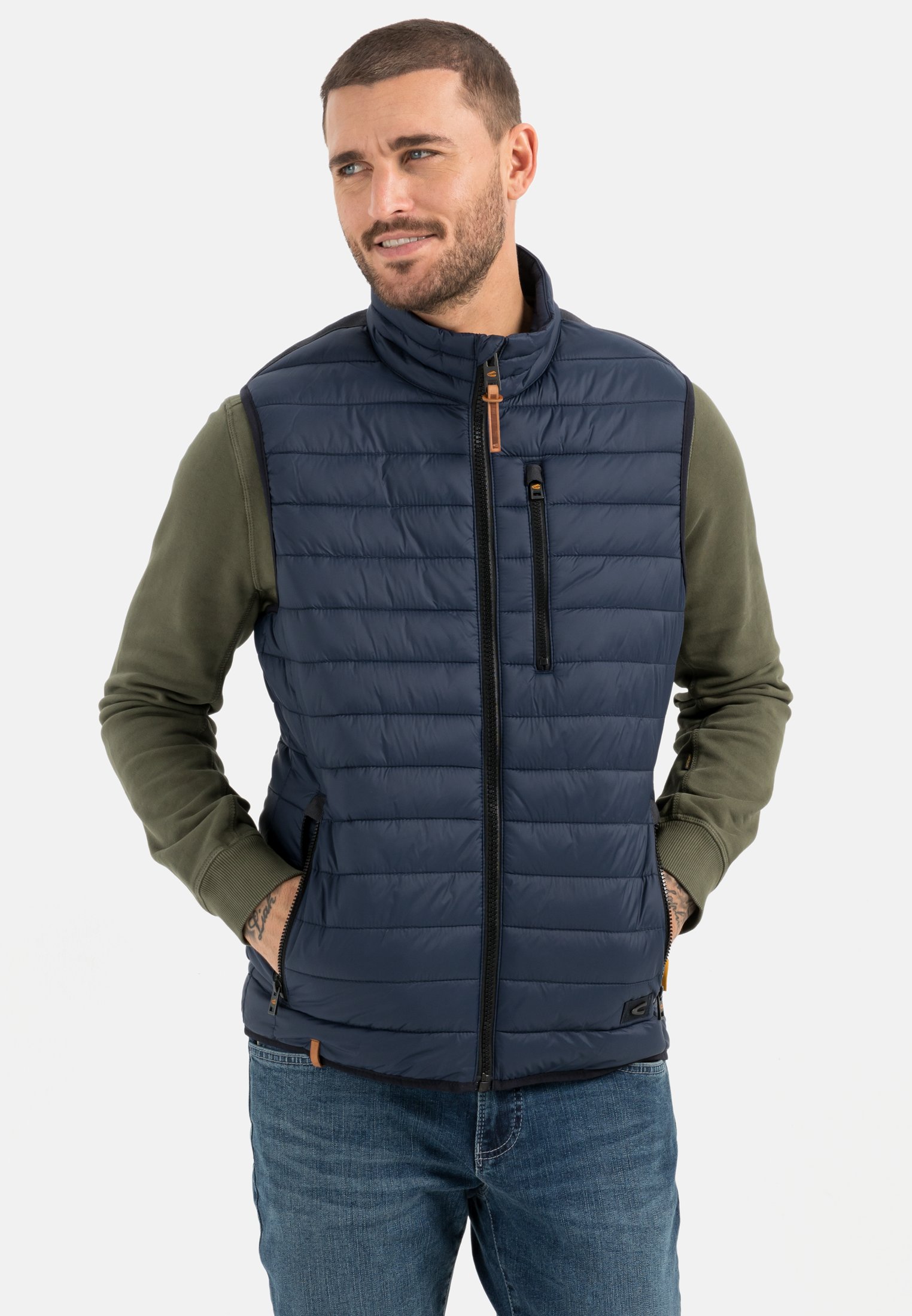 Camel Active Quilted vest with horizontal quilting made from recycled polyester