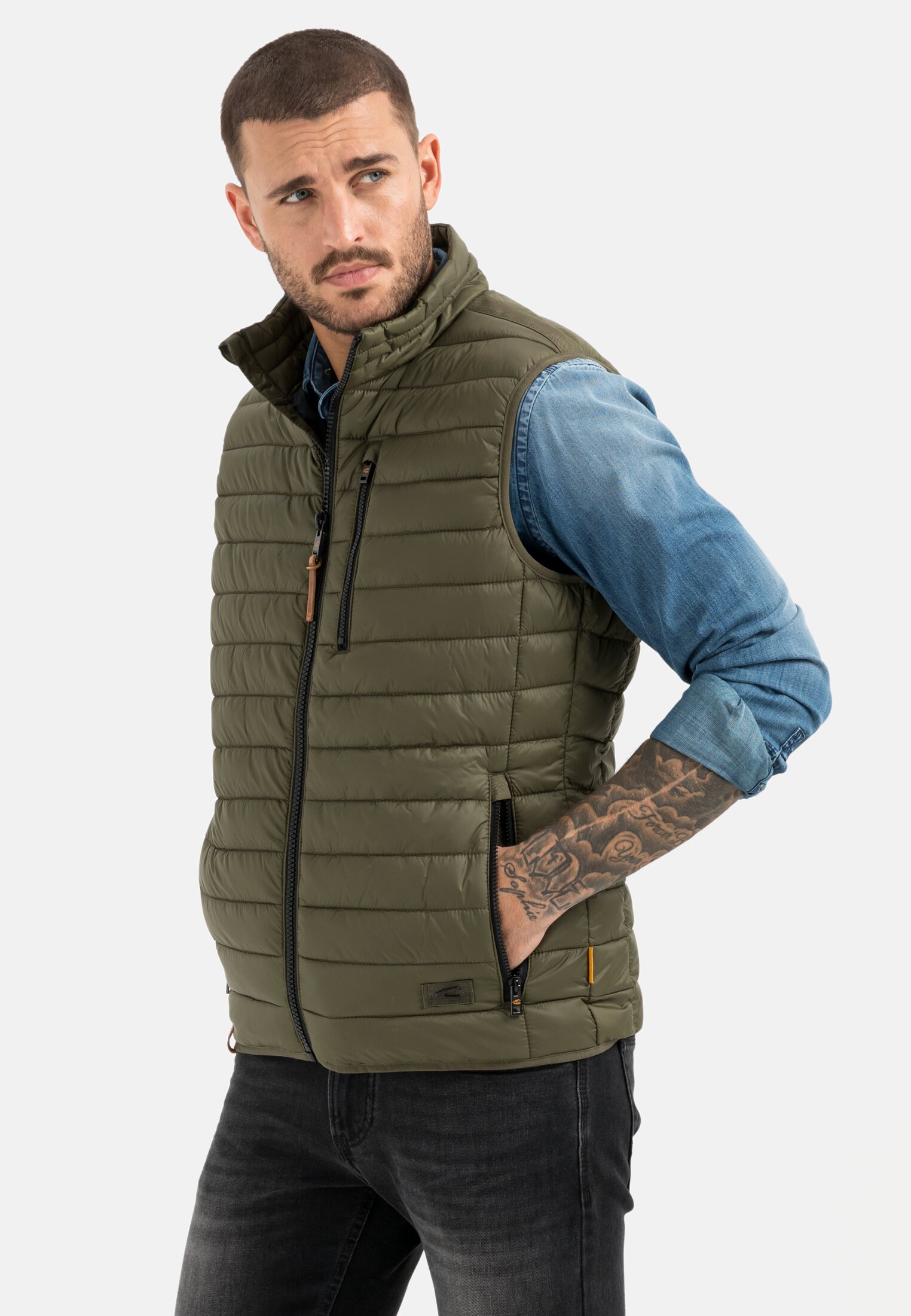 Camel Active Quilted vest with horizontal quilting made from recycled polyester