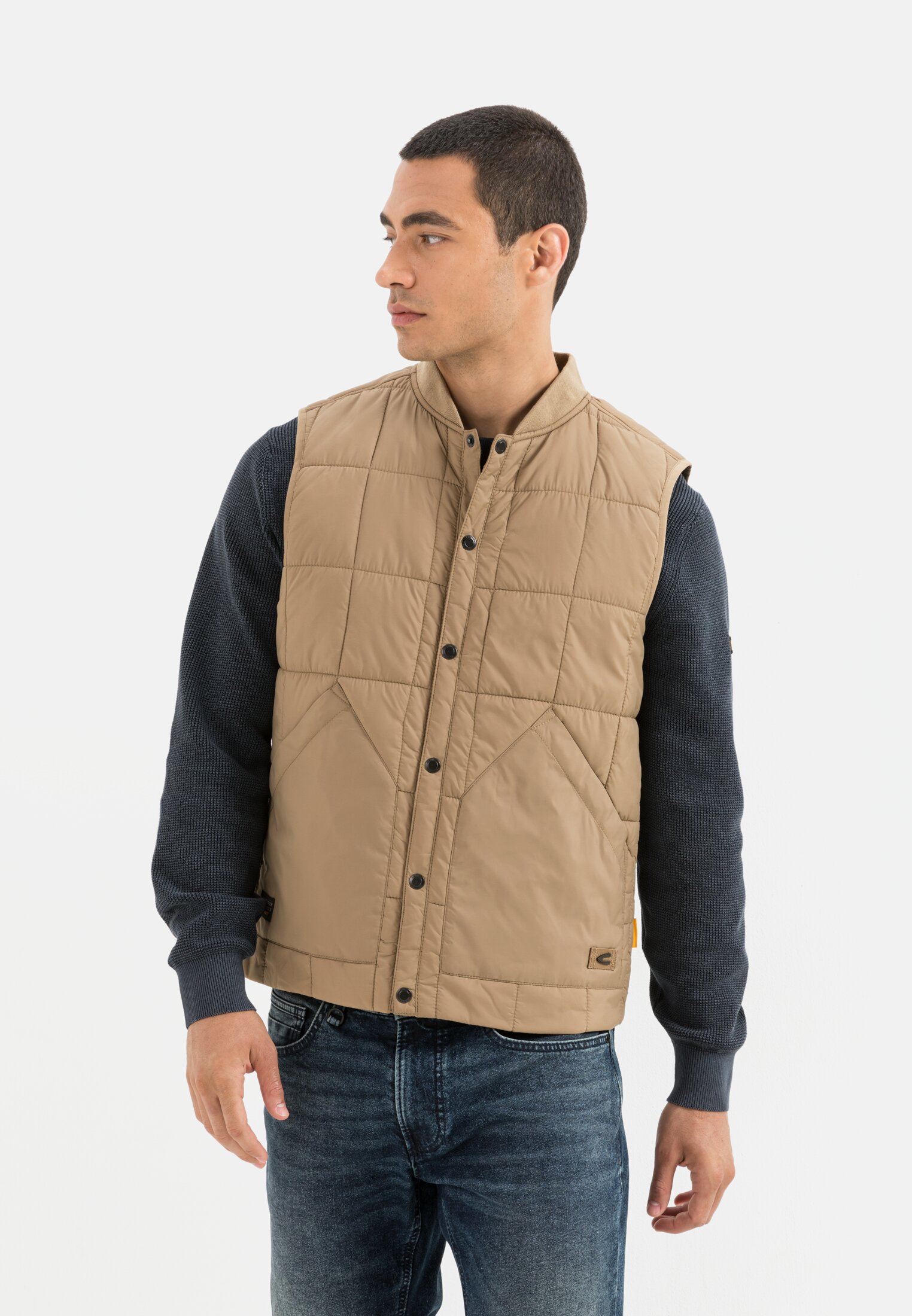 Camel Active Lightly padded quilted vest with stand-up collar